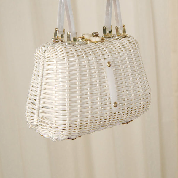 1950s Wicker & Lucite Handbag Cats Like Us