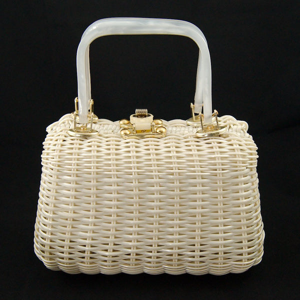 1950s Wicker & Lucite Handbag Cats Like Us