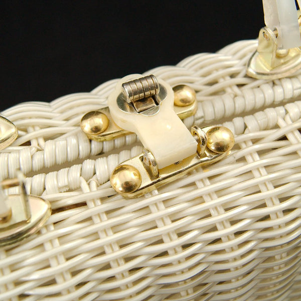 1950s Wicker & Lucite Handbag Cats Like Us