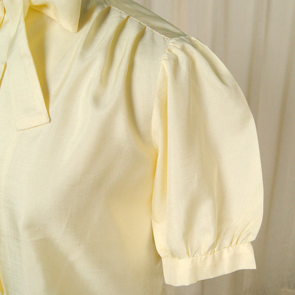 1950s Yellow Bow Collar Blouse Cats Like Us