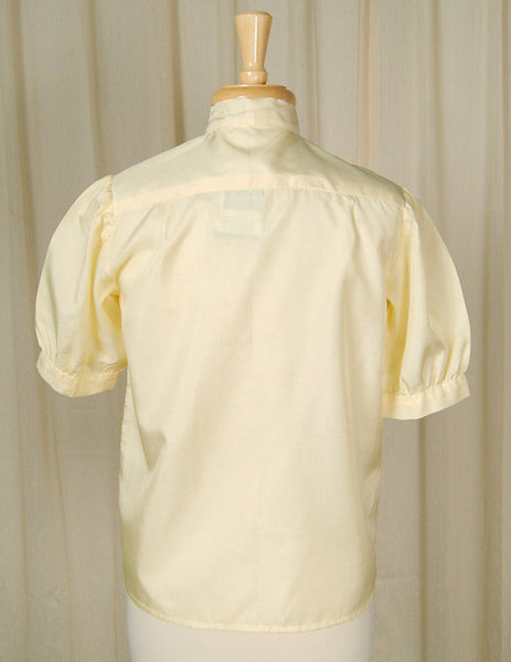 1950s Yellow Bow Collar Blouse Cats Like Us