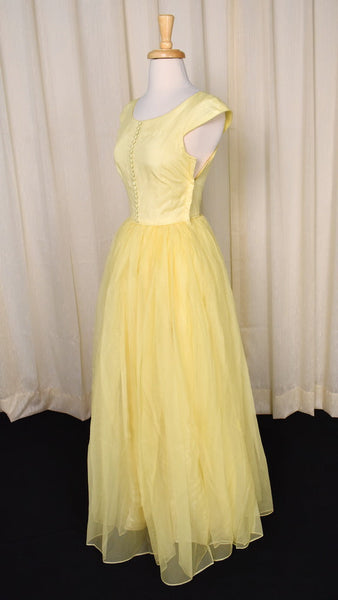 1950s Yellow Button Prom Dress Cats Like Us