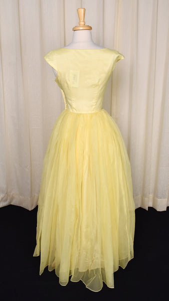 1950s Yellow Button Prom Dress Cats Like Us