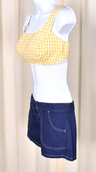 1950s Yellow Gingham Crop Top Cats Like Us