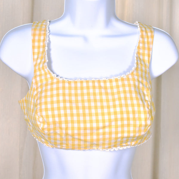 1950s Yellow Gingham Crop Top Cats Like Us