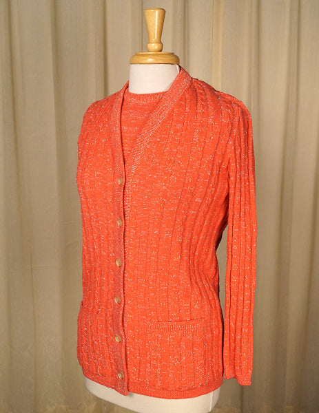 1960s Apricot Sparkle Twin Set Cats Like Us