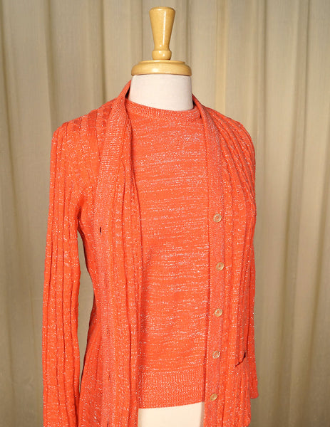 1960s Apricot Sparkle Twin Set Cats Like Us