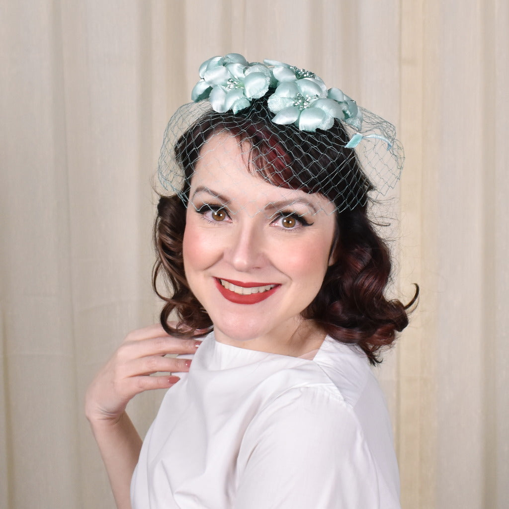 1960s Aqua Glitter Fascinator – Cats Like Us