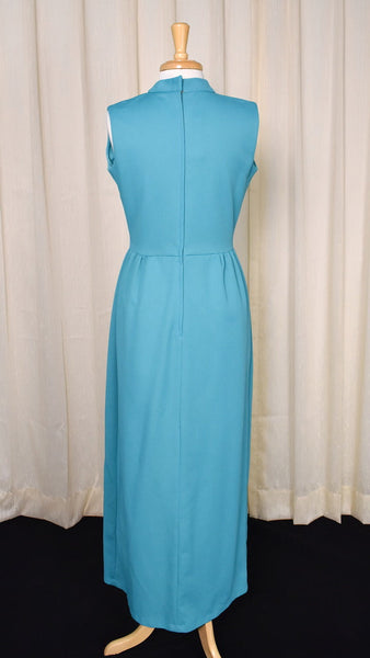 1960s Aqua Keyhole Maxi Dress Cats Like Us