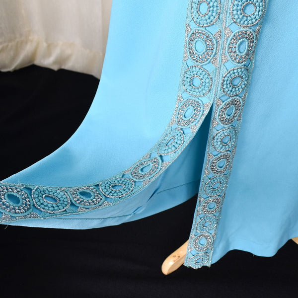 1960s Aqua & Silver Vintage Maxi Dress Cats Like Us