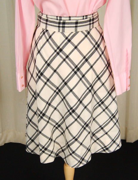 1960s Beige & Black Check Skirt Cats Like Us