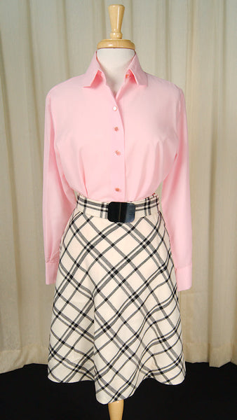 1960s Beige & Black Check Skirt Cats Like Us