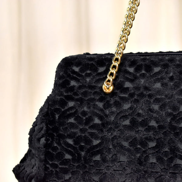 1960s Black Carpet Vintage Handbag Cats Like Us