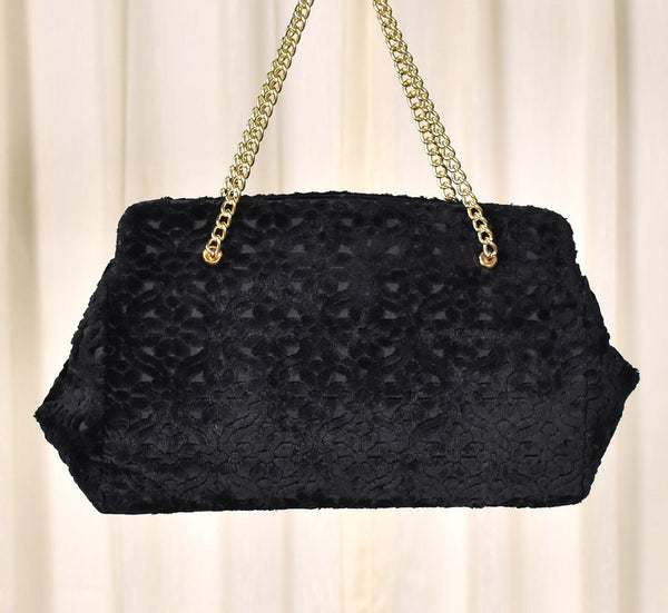 1960s Black Carpet Vintage Handbag Cats Like Us