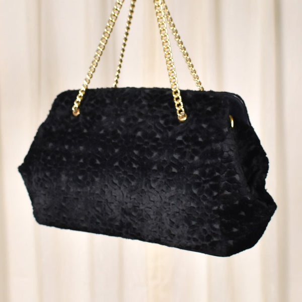 1960s Black Carpet Vintage Handbag Cats Like Us