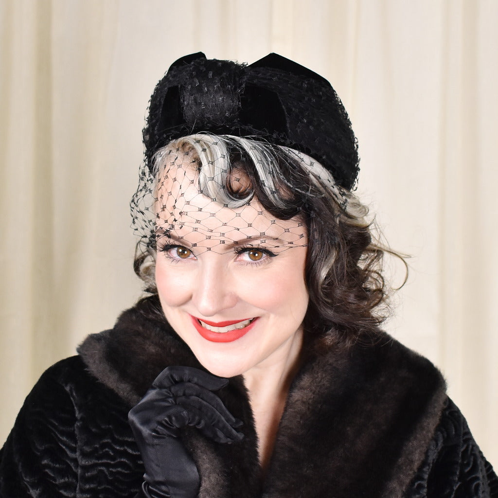 Vintage 1960s Black Pillbox Hat​​​ s-l400.jpg main image 3