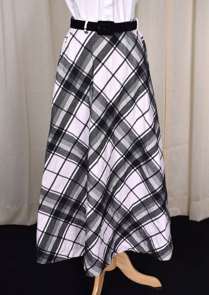 1960s Black Plaid Maxi Skirt Cats Like Us