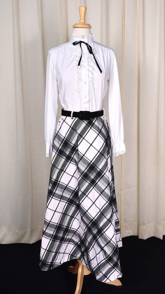 1960s Black Plaid Maxi Skirt Cats Like Us