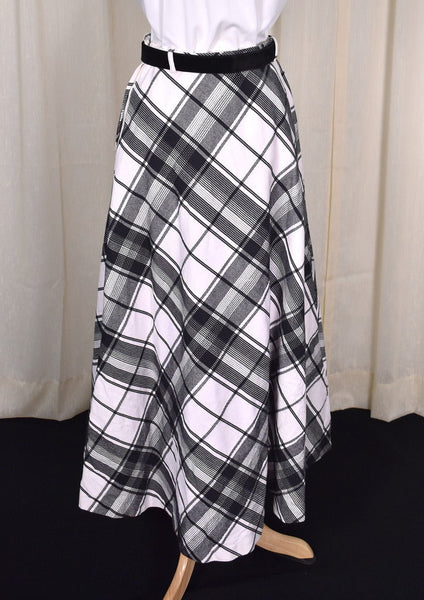 1960s Black Plaid Maxi Skirt Cats Like Us