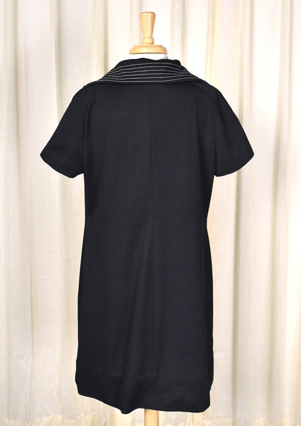 1960s Black Sailor Shift Dress Cats Like Us
