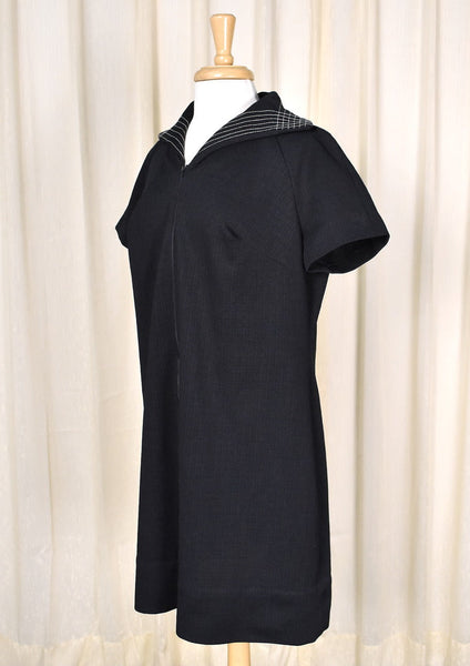 1960s Black Sailor Shift Dress Cats Like Us