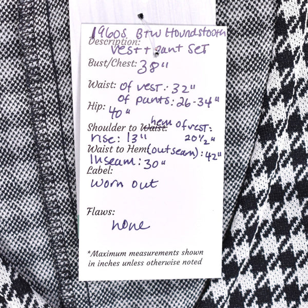 1960s Black & White Houndstooth Vest and Pant Set Cats Like Us