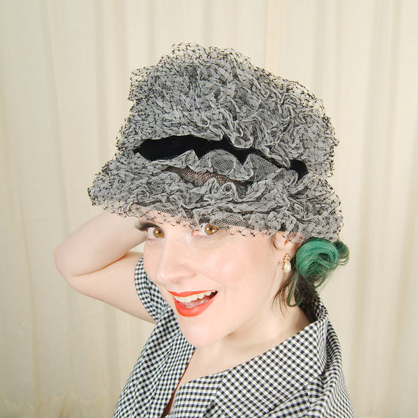 1960s Black & White Net Hat Cats Like Us