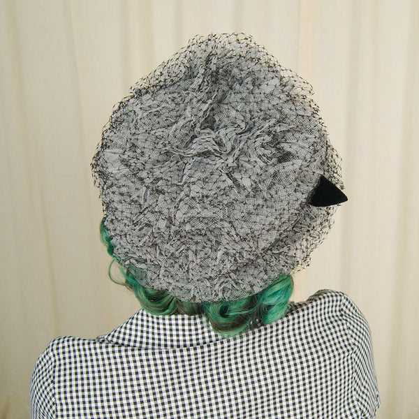 1960s Black & White Net Hat Cats Like Us