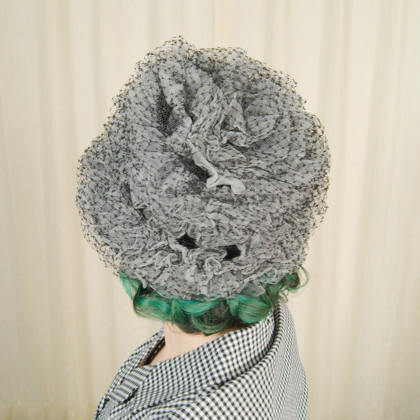 1960s Black & White Net Hat Cats Like Us