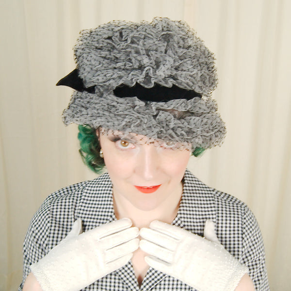 1960s Black & White Net Hat Cats Like Us
