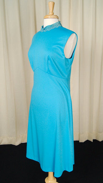1960s Blue Chiffon Jacket Suit Cats Like Us
