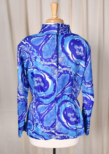 1960s Blue Psychedelic Leaf Top Cats Like Us