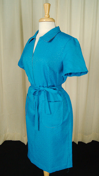 1960s Blue Smock Shirt Dress Cats Like Us