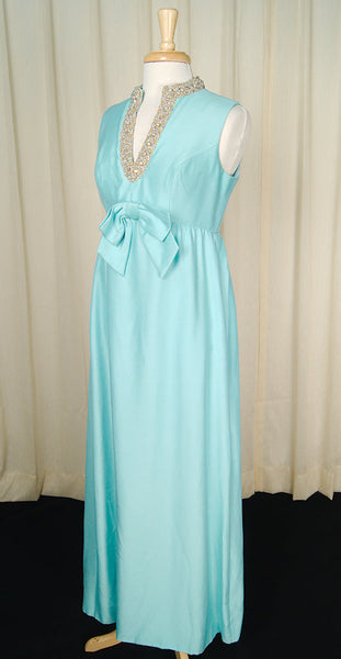 1960s Blue Sparkle Maxi Dress Cats Like Us