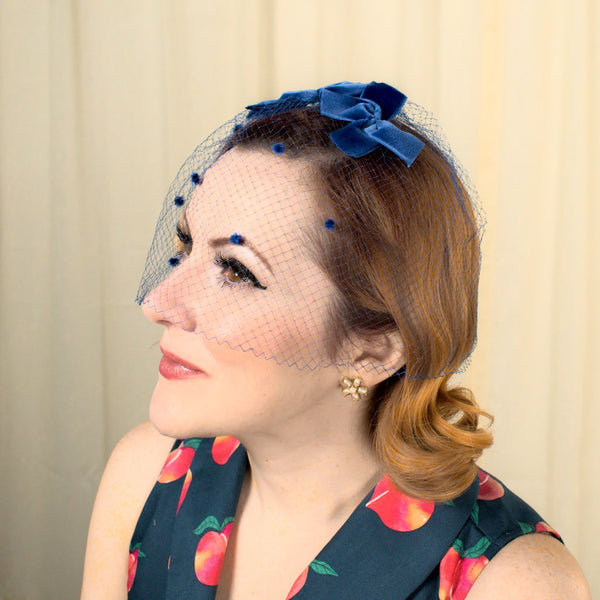 1960s Blue Velvet Fascinator Cats Like Us