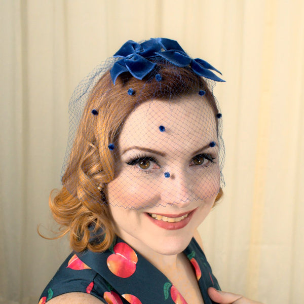 1960s Blue Velvet Fascinator Cats Like Us