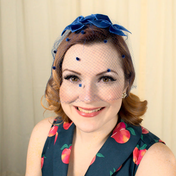 1960s Blue Velvet Fascinator Cats Like Us