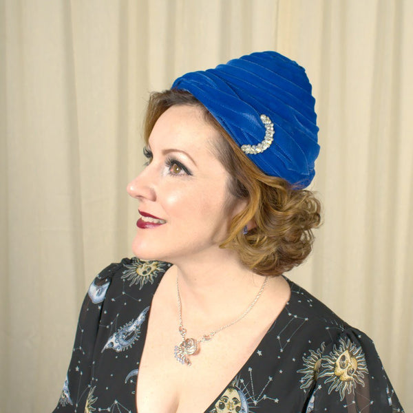 1960s Blue Velvet Moon Hat Cats Like Us