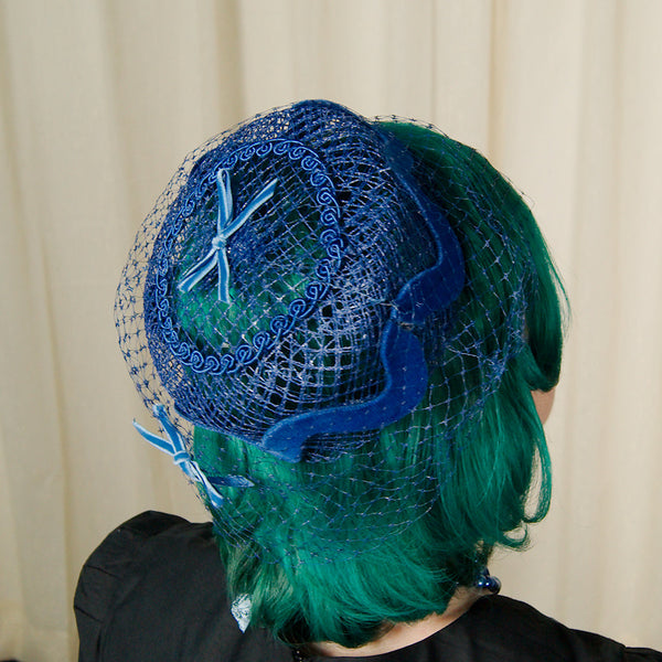 1960s Blue Velvet Swirl Hat Cats Like Us
