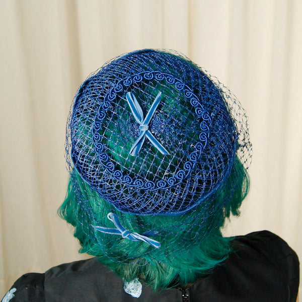 1960s Blue Velvet Swirl Hat Cats Like Us