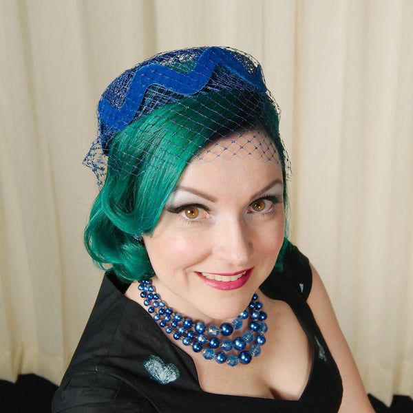 1960s Blue Velvet Swirl Hat Cats Like Us