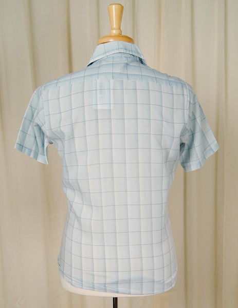 1960s Blue Window Check Shirt Cats Like Us