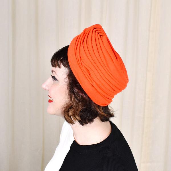1960s Bright Red Fabric Vintage Turban Cats Like Us