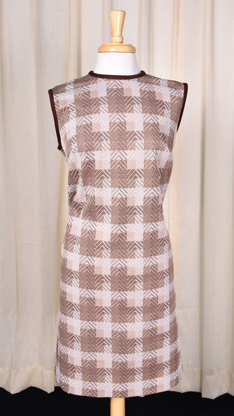 1960s Brown Chevron Vintage Shift Dress Cats Like Us