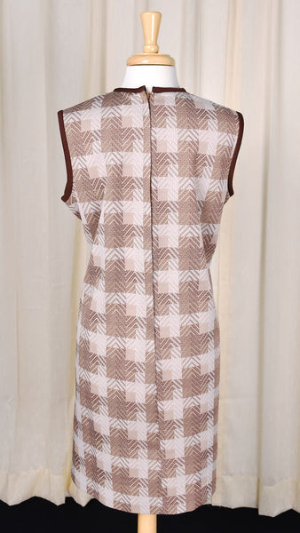 1960s Brown Chevron Vintage Shift Dress Cats Like Us