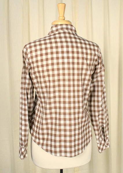1960s Brown Gingham Shirt Cats Like Us