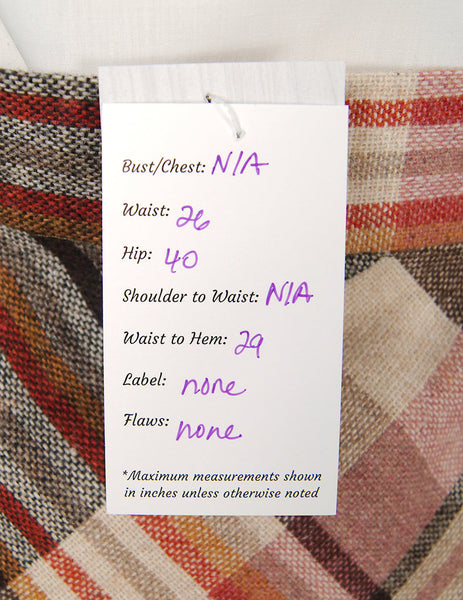 1960s Brown Plaid Skirt Cats Like Us