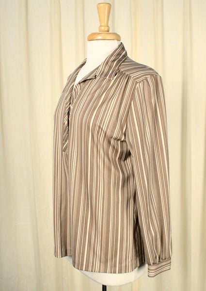 1960s Brown & Tan Striped Top Cats Like Us
