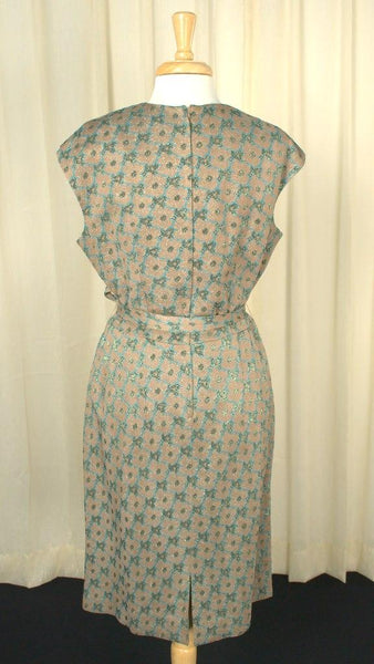 1960s Brown & Turq Party Dress Cats Like Us