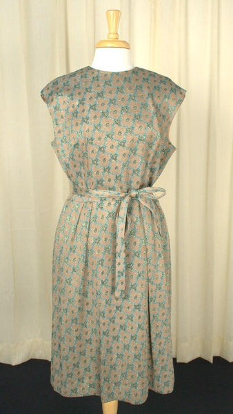 1960s Brown & Turq Party Dress Cats Like Us